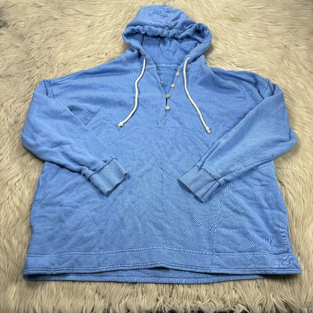 Aerie Women's Oversized Henley Button Neck Pullover Hoodie Terry